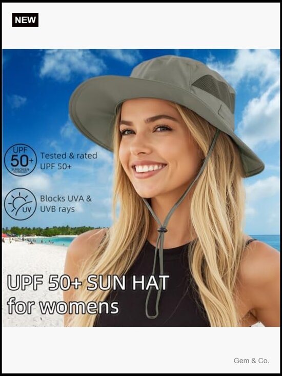 UPF 50+ Wide Brim Bucket Hat Summer Beach Fishing Hiking Outdoor Sun Hat with main image 6